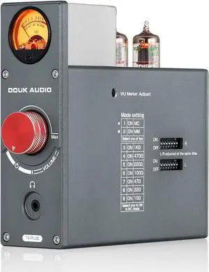 Audio T4 Plus Vacuum Tube Phono Preamplifier, MM/MC Turntable Audio Preamp, GE5654 Headphone Amp with VU Meter for Record Player Home Stereo