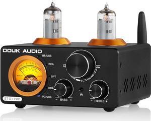 Audio ST-01 PRO 200W Bluetooth Amplifier, 2 Channel Vacuum Tube Power Amp with USB DAC/Coaxial Optical Inputs/VU Meter/Treble Bass Control for Home Theater/Stereo Speakers (Upgrade Version)