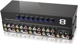 AV Switch Box Composite Selector 8 Port RCA Audio Video 8 In 1 Out To TV