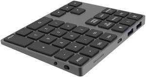 Bluetooth Keyboard Rechargeable Wireless Slim Numeric 34 Keys Aluminium