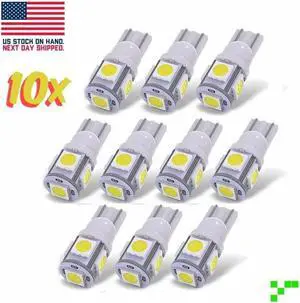 10x LED 194 Light Bulbs 6000K 168 T10 2825 5SMD Car Interior Trunk License Plate