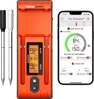 Twin TempSpike Wireless Meat Thermometer with 2 Meat Probes, 500FT Bluetooth Meat Thermometer with LCD-Enhanced Booster for Turkey Beef Rotisserie BBQ Grill Oven Smoker Thermometer