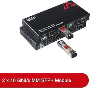 HDMI Extender Over Fiber Optic, HDMI 2.0 4K60Hz YUV4:4:4 18Gbps Over Fiber Optical Cable up to 1000ft, HDCP2.2, HDR10, 5.1/7.1CH, Dolby Atmos, Two-Way IR+RS232