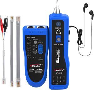 Network Cable Tester, RJ11 RJ45 Cable Tester for Telephone, Ethernet, Video, Tone Generator, Metal, Ethernet Cable Tester Cable Toner with Earphone Flashlight