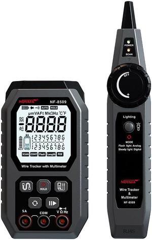 Network Cable Tester with Multimeter Tester, RJ45 CAT5 CAT6 Ethernet Cable Tester Port Flashing, NCV Anti-Burn AC DC Voltmeter POE Tester, Anti-Jamming TDR Network Tester Cable Toner