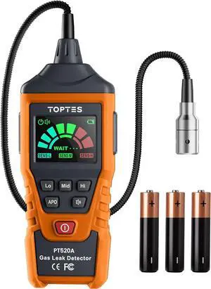 Natural Gas Detector, PT520A Gas Leak Detector with 17-Inch Gooseneck, Locating The Source of Propane, Natural Gas, and Combustible Gas Leak for Home and RV (Includes Battery x3)