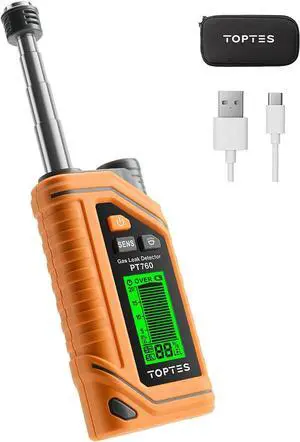 PT760 Rechargeable Natural Gas Detector, Gas Leak Detector with 12-inch Extendable Probe,%LEL Propane Leak Detector with Built-in Flashlight for Methane, Butane, Combustible Gas for Home, RV