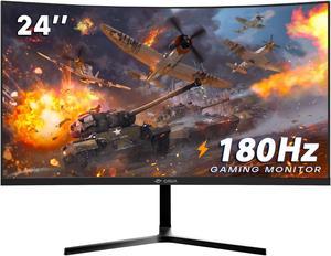 CRUA 24 Inch 144hz/180hz Curved Gaming Monitor, FHD 1080P 2800R Frameless Computer Monitors, Support AMD freesync Low Motion Blur, Eye Care, DisplayPort, HDMI, Compatible Wall Mountable Installs-Black