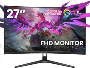 CRUA 27 Inch Curved Gaming Monitor,Full HD(1920x1080P) VA Panel 1800R 240Hz Refresh Rate Computer Monitor with Blue Light Filter,for Gaming & Office(DP,HDMI) - Wall Mountable, Black