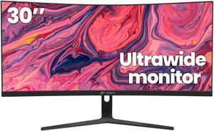 CRUA 30" Curved Gaming Monitor, 100Hz Ultrawide Computer Monitor, WFHD(2560*1080P)VA Screen,21:9,1500R,99%sRGB, PC Monitors Support FreeSync, With HDMI/DP, Support Wall Mount- Black