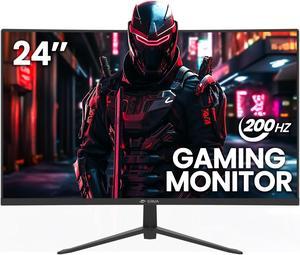 CRUA 24 Inch 200hz Curved Gaming Monitor, FHD 1080P 3000R Frameless Computer Monitors, Support AMD freesync Low Motion Blur, Eye Care, DisplayPort, HDMI, Compatible Wall Mountable Installs-Black