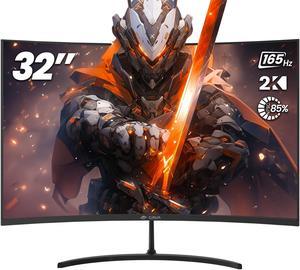 CRUA 32" Curved Gaming Monitor,165Hz QHD(2560*1440P)VA Screen, 1800R Monitors, Computer Monitor Support FreeSync, 99%sRGB, Low Blue Light, With HDMI/DisplayPort, Support Wall Mount- Black