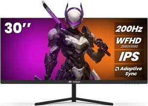 CRUA 30Inch Gaming Monitor 200HZ, 21:9 WFHD(2560X1080P)Ultrawide Computer Monitor, IPS Screen,100% sRGB,HDMI 2.0 & Displayport 1.4,Support FreeSync,Wall Mountable/Tilt Adjustable- Black