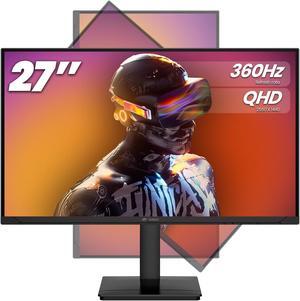 CRUA 27Inch Gaming Monitor 360HZ, QHD 1440P 100% sRGB IPS Computer Monitor with Built in Speaker, Height/Pivot/Swivel/Tilt Adjustable Vertical Monitor, Support FreeSync, DP&HDMI, Wall Mount-Black