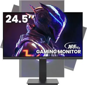 CRUA 24.5" Gaming Monitor, FHD 1920×1080, 165Hz, 3ms, 120% sRGB, FreeSync, Height/Pivot/Swivel/Tilt Adjustable Computer Monitor, HDMI 2.0, DP 1.2, VESA, PC Monitor CRUA 24.5" Gaming Monitor, FHD 1920×1080, 165Hz, 3ms, 120% sRGB, FreeSync, Height/Pivot/Swivel/Tilt Adjustable Computer Monitor, HDMI 2.0, DP 1.2, VESA, PC Monitor
