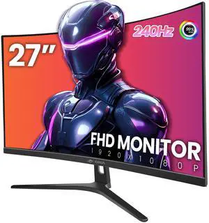 CRUA 27" Gaming Monitor, QHD 2560×1440 IPS Display, 240Hz, AMD FreeSync, 120% sRGB, Built-in Speakers, HDMI 2.0 & DP 1.4, VESA Mount, White Computer Monitor CRUA 27" Gaming Monitor, QHD 2560×1440 IPS Display, 240Hz, AMD FreeSync, 120% sRGB, Built-in Speakers, HDMI 2.0 & DP 1.4, VESA Mount, White Computer Monitor