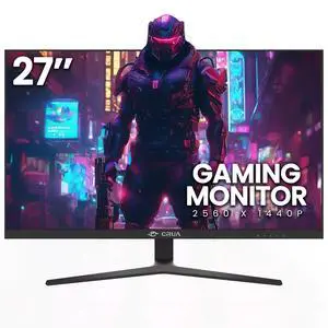 CRUA 27" Gaming Monitor, QHD 2560×1440 120Hz IPS Computer Monitor, 120% sRGB, AMD FreeSync, HDMI 2.0 & DisplayPort 1.2, Low Blue Light, Frameless PC Monitor, Tilt Adjustable, Wall Mount, Black CRUA 27" Gaming Monitor, QHD 2560×1440 120Hz IPS Computer Monitor, 120% sRGB, AMD FreeSync, HDMI 2.0 & DisplayPort 1.2, Low Blue Light, Frameless PC Monitor, Tilt Adjustable, Wall Mount, Black