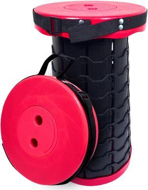 BAKOD Retractable Folding Camping Stool, Portable Telescopic Stool Chair Lightweight Collapsible Stool for Camping, Fishing, Hiking, BBQ RED