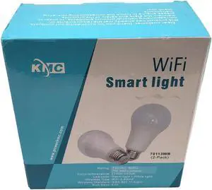 KMC Smart LED Light Bulb, Warm Light, White Light, Dimmable, No Hub Required, Compatible with Alexa, Google Assistant and IFTTT, A19 E26 7.5W Equivalent 60W - 2 Pack