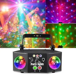 BAKOD Double Magic Disco Ball Light  Sound Activated LED Party Light for Parties, DJ events, Clubs, Home, Disco, Bar