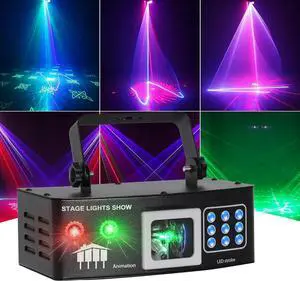 BAKOD 12 Beam LED Rave Light  Sound Activated Party Stage Lighting with Strobe & Moving Beams DJ Disco Stage Light for Parties, Events, Clubs