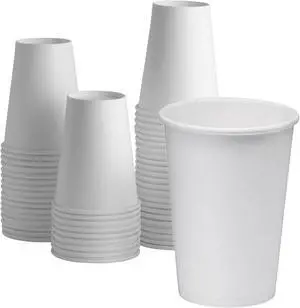 12oz Paper Coffee Cups - Disposable White-Hot Cups - Leak-Resistant and Versatile Use - Carton of 1000 counts.