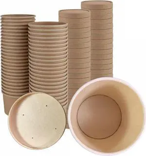 24oz Soup Containers with Lids for Hot & Cold Foods - Disposable Soup Bowls and Ice-cream Cups - Carton of 250 Counts