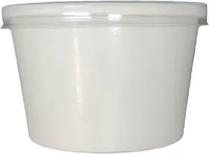 12oz White Paper Deli Containers and PP Clear Plastic Lids - Ice Cream, Yogurt Cups - Carton of 250 Counts.