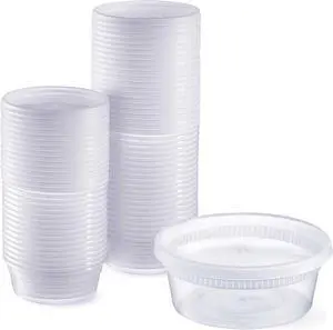 DHG Professional 8oz Deli Containers with Lids (Pack of 240), Recyclable Polypropylene, Microwavable, Heat Resistant 4.56'' x 3.76'' x 1.81''