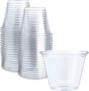 9oz Crystal Clear PET Plastic Cups, Disposable Cold Cups - Carton of 1000 Counts.