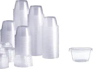 Clear Portion Cups 0.75oz / Leak-Free Design, Stackable, Ideal for Condiments and Sauces, Clear Lids Sold Separately.  Carton of 2500 Counts