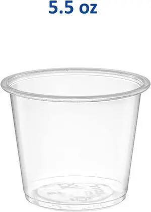 5.5oz Plastic Portion Cups Leak-Free Clear Ideal for Office Breakrooms.  Carton of 2500 Counts