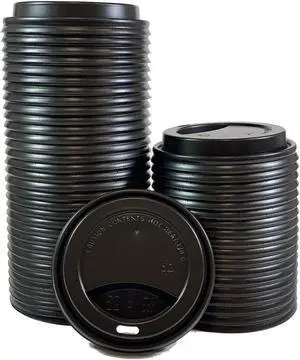 90mm Black PP Dome Lid for 10-20oz Paper Hot Cup. Carton of 1000 counts
