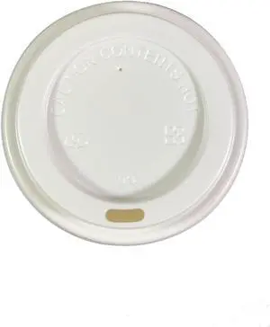 90mm Breakroom & Cleaning White PP Lid for 10-20oz Paper Hot Cup. Carton of 1000 Counts