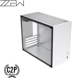 ZZEW Micro ATX Case C2P Mini-Tower mATX/ITX/DTX Case Aluminum Gaming M-ATX Mini-ITX PC Case with Tempered Glass Side Panel Supporting Supporting Large GPUs