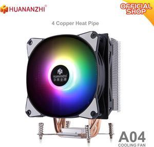 HUANANZHI A04 4 Copper Heat Pipe LED CPU Cooler Cooling Fan Radiator Quiet SINGLE Fan Heatsink applicable to LGA 2011 series Suitable for CPUs up to 150W TDP