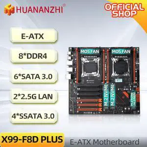 HUANANZHI X99 F8D PLUS LGA 2011-3 X99 Motherboard support Dual CPU E5 2640 2666 2670 2696 V3 V4 DDR4 RECC NVME NGFF