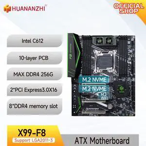 HUANANZHI X99 F8 LGA 2011-3 X99 Motherboard support E5 2640 2666 2670 2678 2696 v3 v4 DDR4 RECC NON-ECC memory NVME