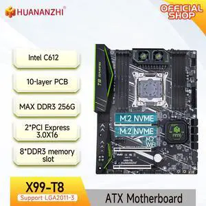 HUANANZHI X99 T8 LGA 2011-3 X99 Motherboard support E5 2696 2678 2676 2673 2666 V3 support DDR3 RECC memory NVME