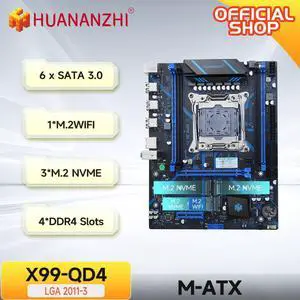 HUANANZHI X99 QD4 LGA 2011-3 X99 Motherboard support E5 2620 2640 2650 2666 2670 2680 2690 2696 2699 V3 V4 All Series