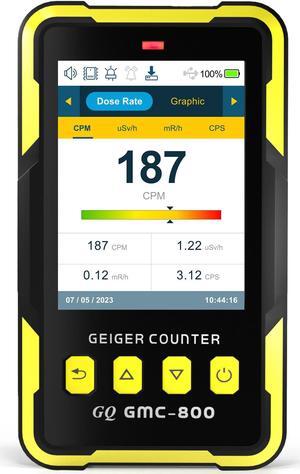 Nuclear Radiation Detector GQ GMC-800 Geiger Counter USA Design Product US National Standard Large Color LCD Display 5 Alarm Types Dosimeter Data Save & Global Share Beta Gamma X-ray Portable Device