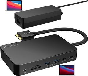 iVANKY Docking Station with 100W Power Adapter 12-in-2 Dual 4K Powered USB C Dock with 85W PD, USB-A Ports, for MacBook Pro/Air