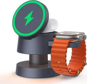 4 in 1 Wireless Charging Station Cube With Nightlight and Sleek Metal Finish For iPhone, Apple Watch, and AirPods