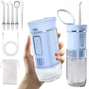 Portable Water Flossers for Teeth Cleaning Cordless - Mini Travel Water Dental Flosser with Tempered Mirror, Rechargeable Dental Floss with 200ML Water Tank,Waterproof Oral Irrigator for Home Travel