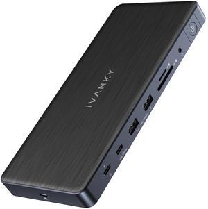 14-in-1 MacBook DisplayLink Docking Station with 180W Power Adapter, Triple 4K@60Hz Monitor