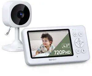 bonoch 720P 4.3" Baby Monitor with Camera and Audio, 4000mAh Battery Video Baby Monitor No WiFi, VOX Mode, 2 Way Audio, Auto Night Vision