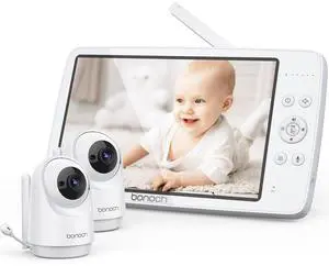 bonoch MegaView Baby Monitor 10 inch 720P with 2 cameras No Wifi VOX Mode Auto Night Vision Hack Proof