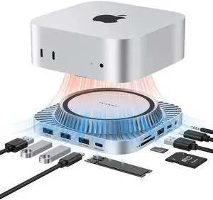 iVANKY Mac mini M4 Dock, Ultra 13-in-1 Stand with M.2 NVMe SSD Enclosure, 4K@144Hz DisplayPort Hub for Mac mini M4 and M4 Pro (2024), 10 Gbps USB-A & USB-C, SD/TF, Dual Audio Ports