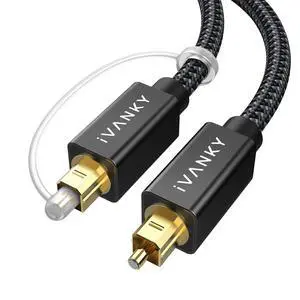 iVANKY 6FT/1.8M S/PDIF Toslink Digital Optical Fiber Audio Cable Nylon Braided 24K Gold-Plated Connectors Slim Metal Shell CL3 Rated Cord for TV Sound Bar Home Theater PS4 Xbox Samsung iVANKY 6FT/1.8M S/PDIF Toslink Digital Optical Fiber Audio Cable Nylon Braided 24K Gold-Plated Connectors Slim Metal Shell CL3 Rated Cord for TV Sound Bar Home Theater PS4 Xbox Samsung