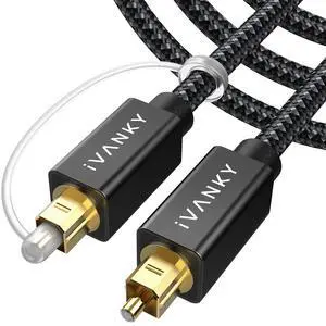 iVANKY 10FT/3M S/PDIF Toslink Digital Optical Fiber Audio Cable Nylon Braided 24K Gold-Plated Connectors Slim Metal Shell CL3 Rated Cord for TV Sound Bar Home Theater PS4 Xbox Samsung Vizio iVANKY 10FT/3M S/PDIF Toslink Digital Optical Fiber Audio Cable Nylon Braided 24K Gold-Plated Connectors Slim Metal Shell CL3 Rated Cord for TV Sound Bar Home Theater PS4 Xbox Samsung Vizio